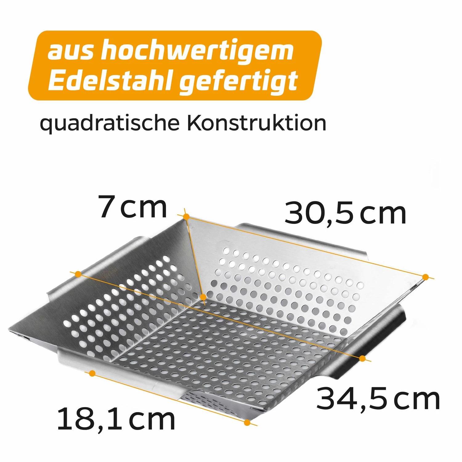 Grillfürst Gemüsekorb Edelstahl Premium 34,5 X 34,5cm – Bild 3