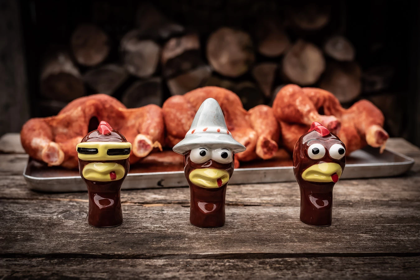 Grillfürst Chicken Heads /Porzellan Hühnerköpfe - 3er Set – Bild 2