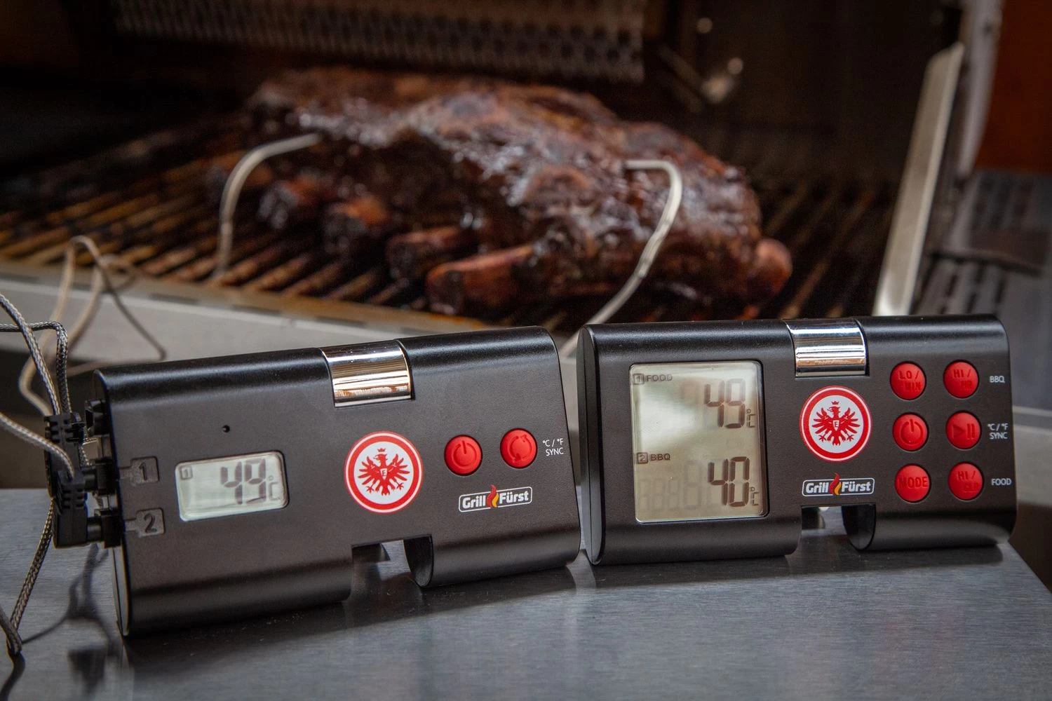 Grillfürst Funk-Thermometer / Grillthermometer / Grillgut Thermometer - Eintracht Frankfurt Edition – Bild 2