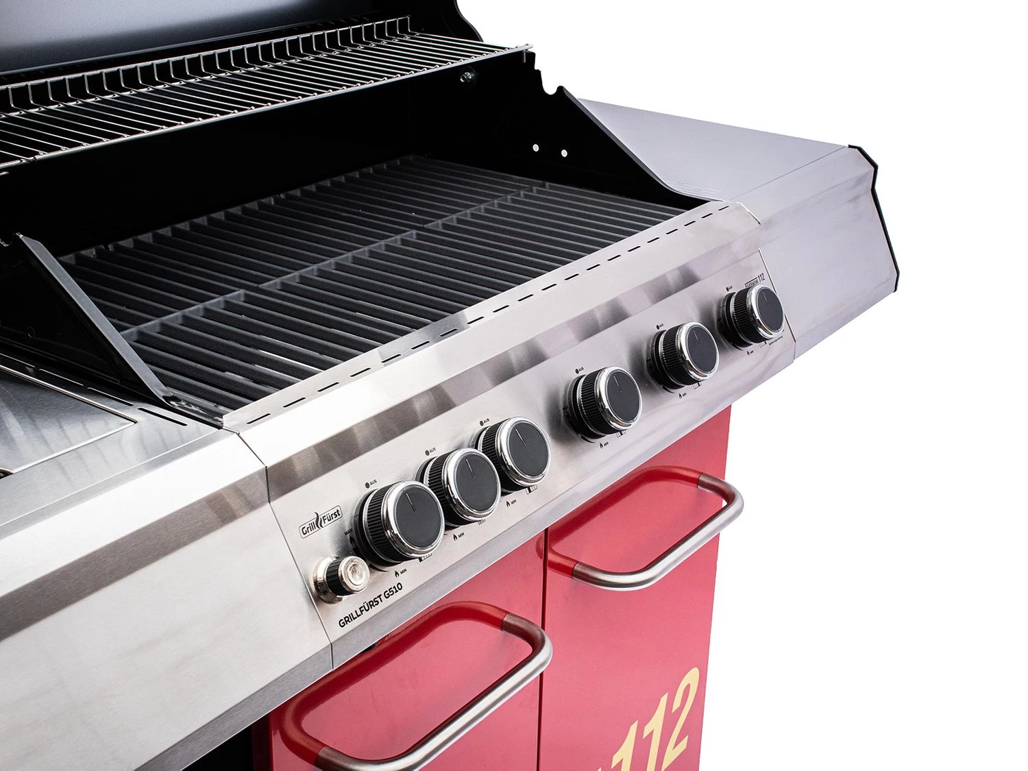 Grillfürst G510G 5-Brenner Gasgrill Mit Hochtemperaturbrenner Und Gusseisen Rosten - Feuerwehr Edition – Bild 6