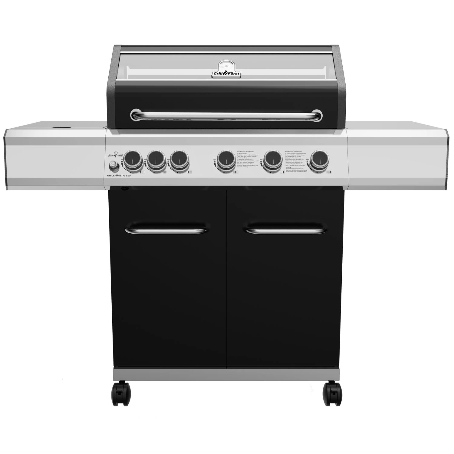 Grillfürst G510G Grill Control Edition 5-Brenner Gasgrill Mit Grill Control, Hochtemperaturbrenner Und Gusseisen Rosten