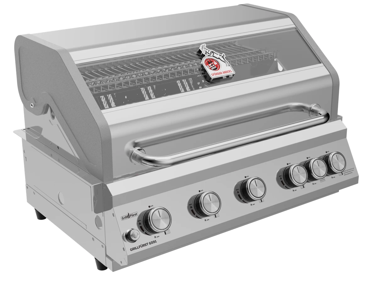 Grillfürst G591E 5-Brenner Einbaugrill - 1. FC Köln Edition - Edelstahlroste – Bild 2