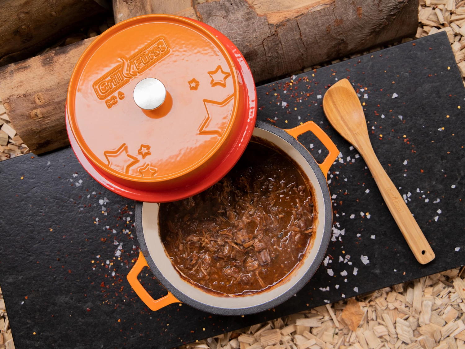 Grillfürst Emaillierter Dutch Oven Ohne Füsse DO6 - Orange – Bild 3