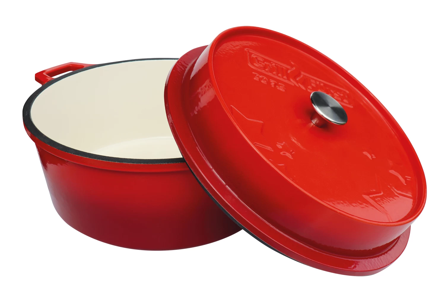 Grillfürst Emaillierter Dutch Oven Ohne Füsse DO7,5 - Rot