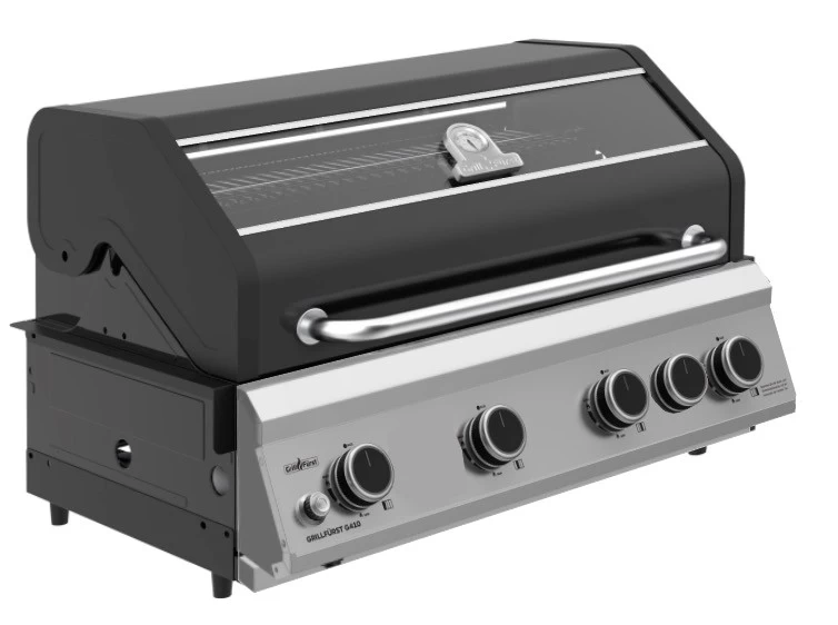 Grillfürst G490G 4-Brenner Einbaugrill - Black Edition - Mit Heckbrenner Und Gusseisen Rosten