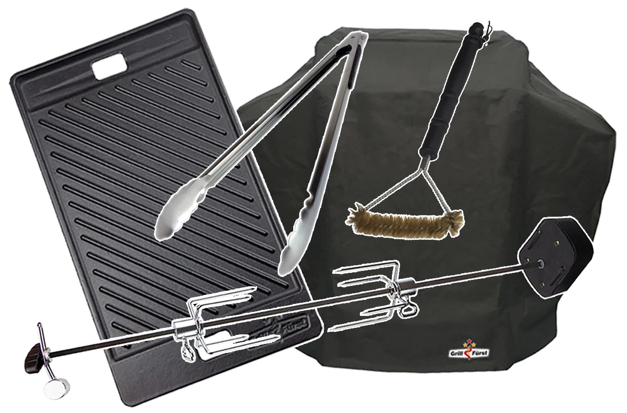 Grillfürst S330G 3-Brenner Gasgrill Mit Seitenkocher Und Gusseisen Rosten - Inkl. Gasgrill Einsteigerpaket