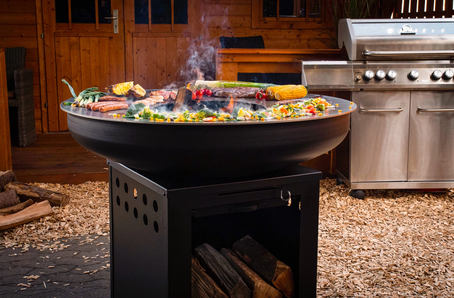 Grillfürst Feuerplatte - Feuerstelle Mit 6 Mm Edelstahl Grillplatte Mit Grillrost – Bild 17