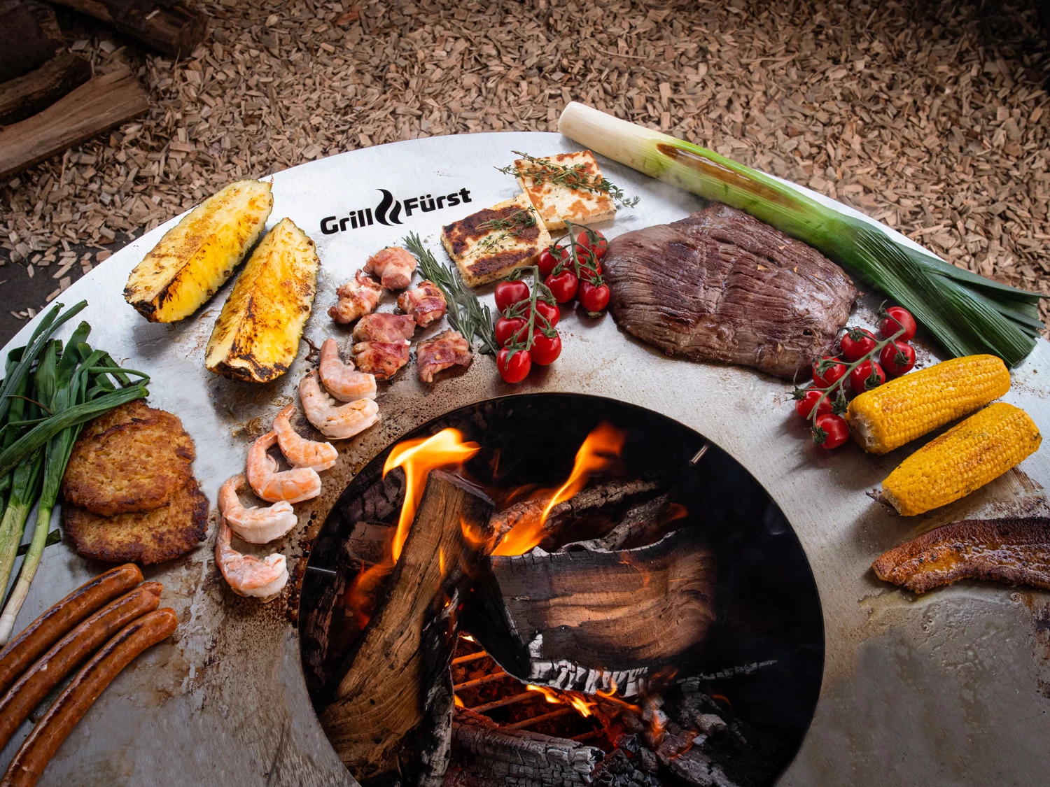 Grillfürst Feuerplatte - Feuerstelle Mit 6 Mm Edelstahl Grillplatte Mit Grillrost – Bild 13