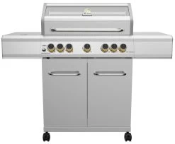 Grillfürst G521G 5-Brenner Edelstahl-Gasgrill Borussia Dortmund Edition Mit Hochtemperaturbrenner, Heckbrenner Und Gusseisen Rosten