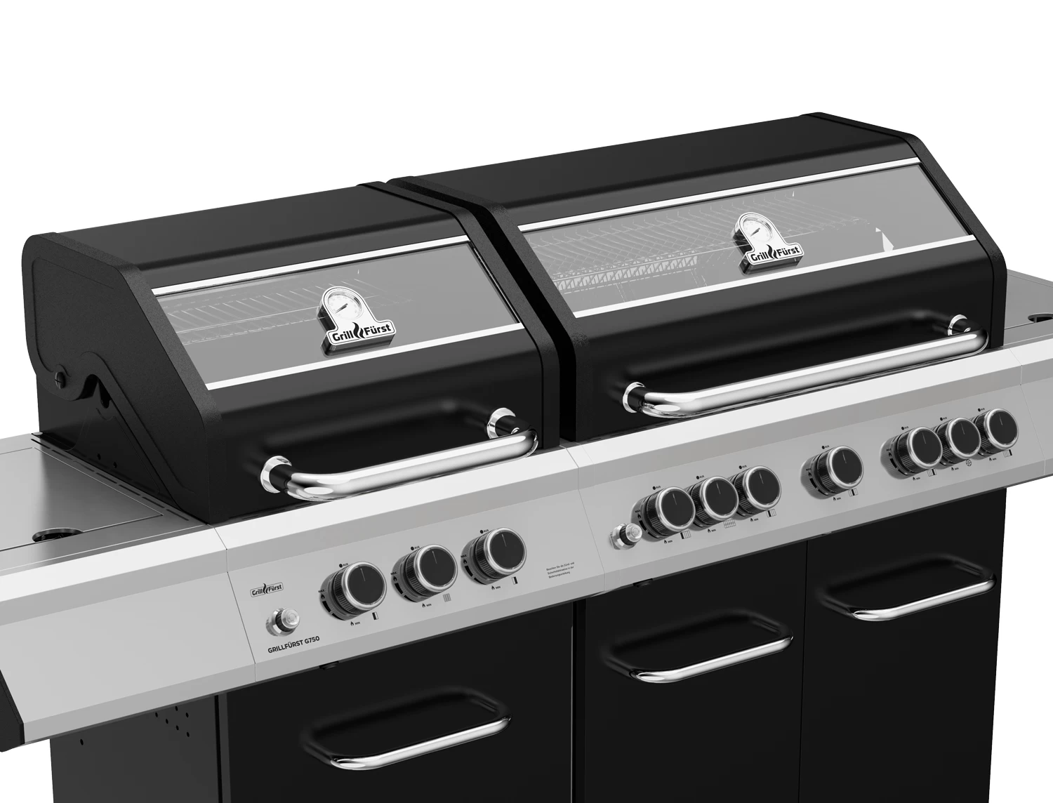 Grillfürst G750G Grill Control Edition 7-Brenner Doppelkammer - Gasgrill Mit Grill Control, Hochtemperaturbrenner, Seitenkocher, Heckbrenner Und Gusseisen Rosten – Bild 4