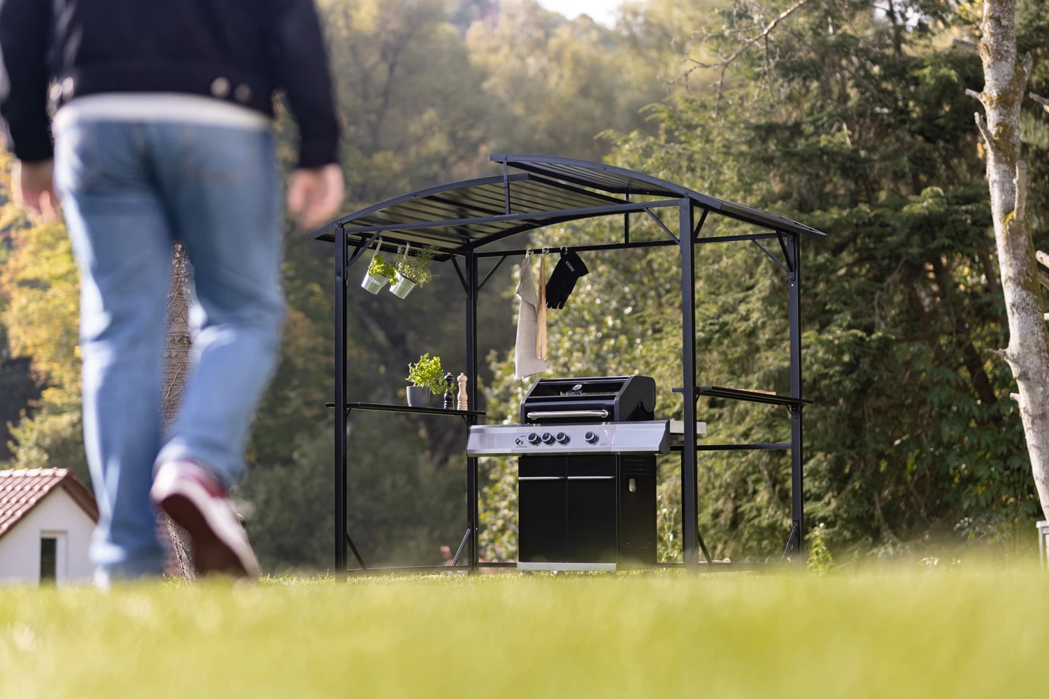 Grillfürst Premium Grillpavillon Aus Stahl Mit Wetterfestem Metalldach Und Ablageflächen – Bild 3