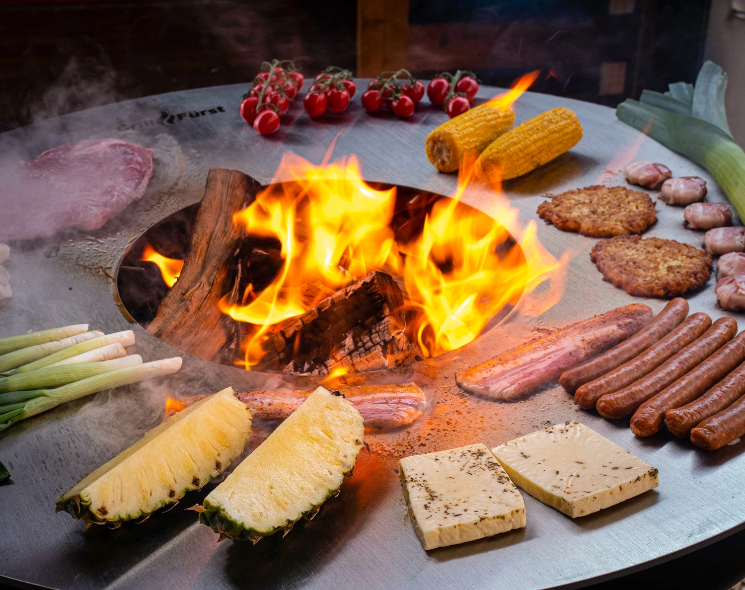 Grillfürst Feuerplatte - Feuerstelle Mit 6 Mm Edelstahl Grillplatte Mit Grillrost – Bild 16