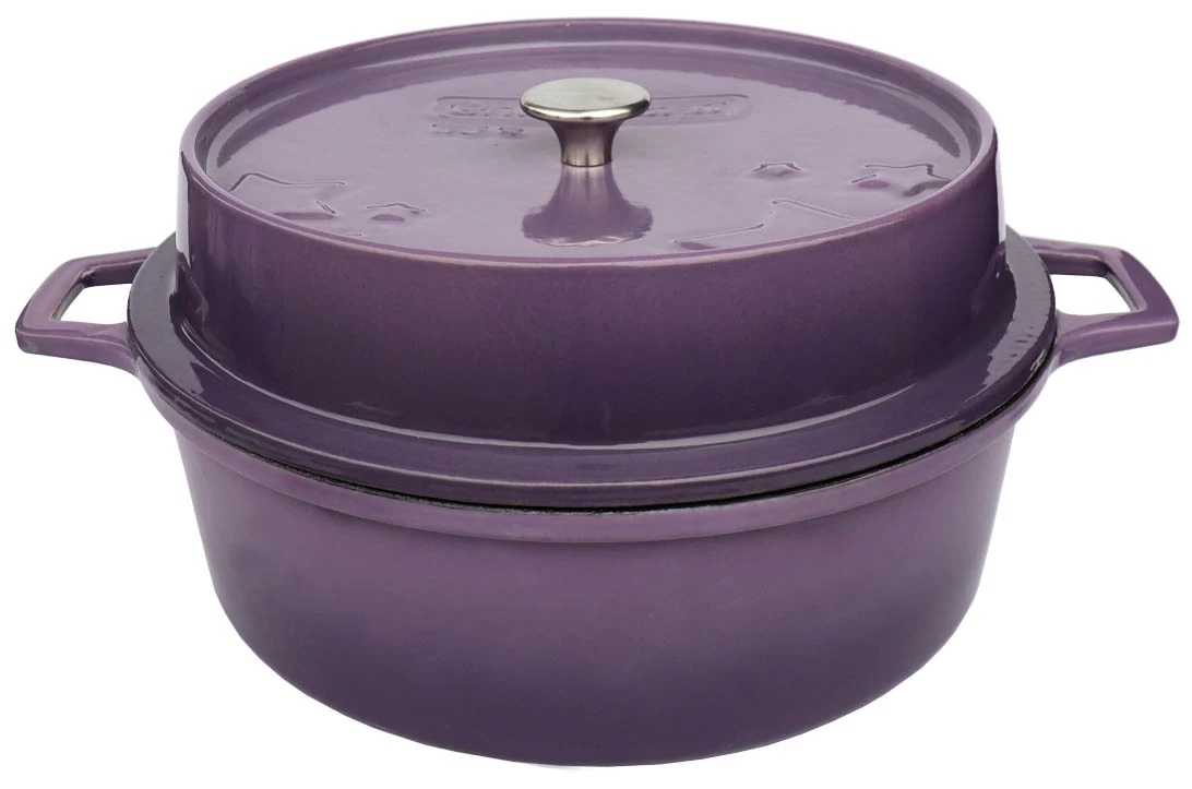 Grillfürst Emaillierter Dutch Oven Ohne Füsse DO4 - Lila – Bild 2