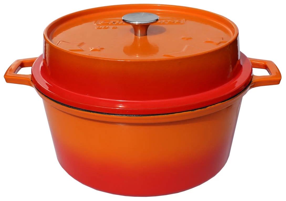 Grillfürst Emaillierter Dutch Oven Ohne Füsse DO6 - Orange – Bild 2