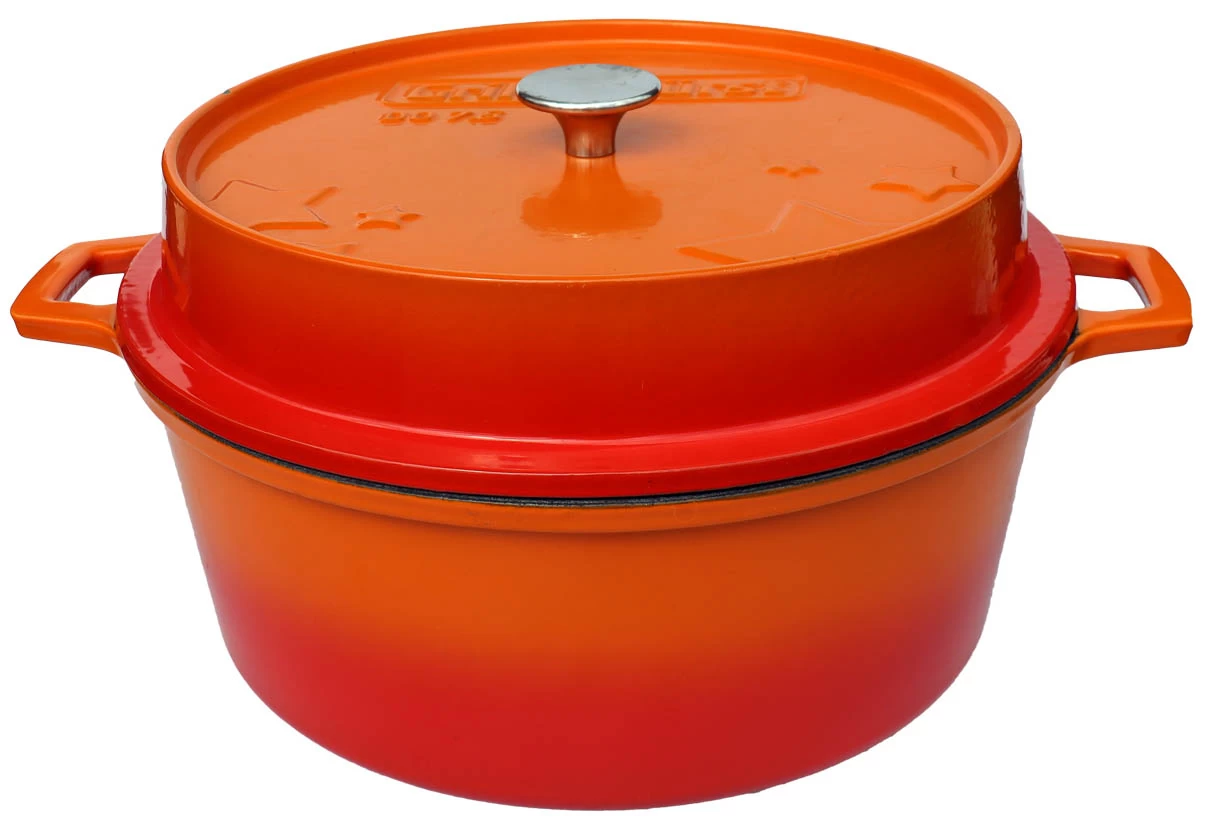 Grillfürst Emaillierter Dutch Oven Ohne Füsse DO7,5 - Orange – Bild 2