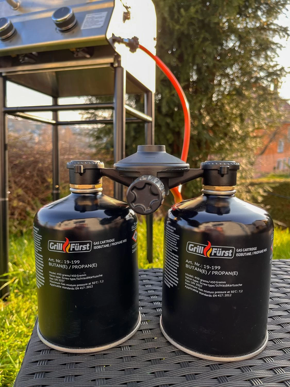 Grillfürst Kombi Kartuschen-Druckregler 50 Mbar - X-DEAL Inkl. 12 Grillfürst Gaskartuschen – Bild 8