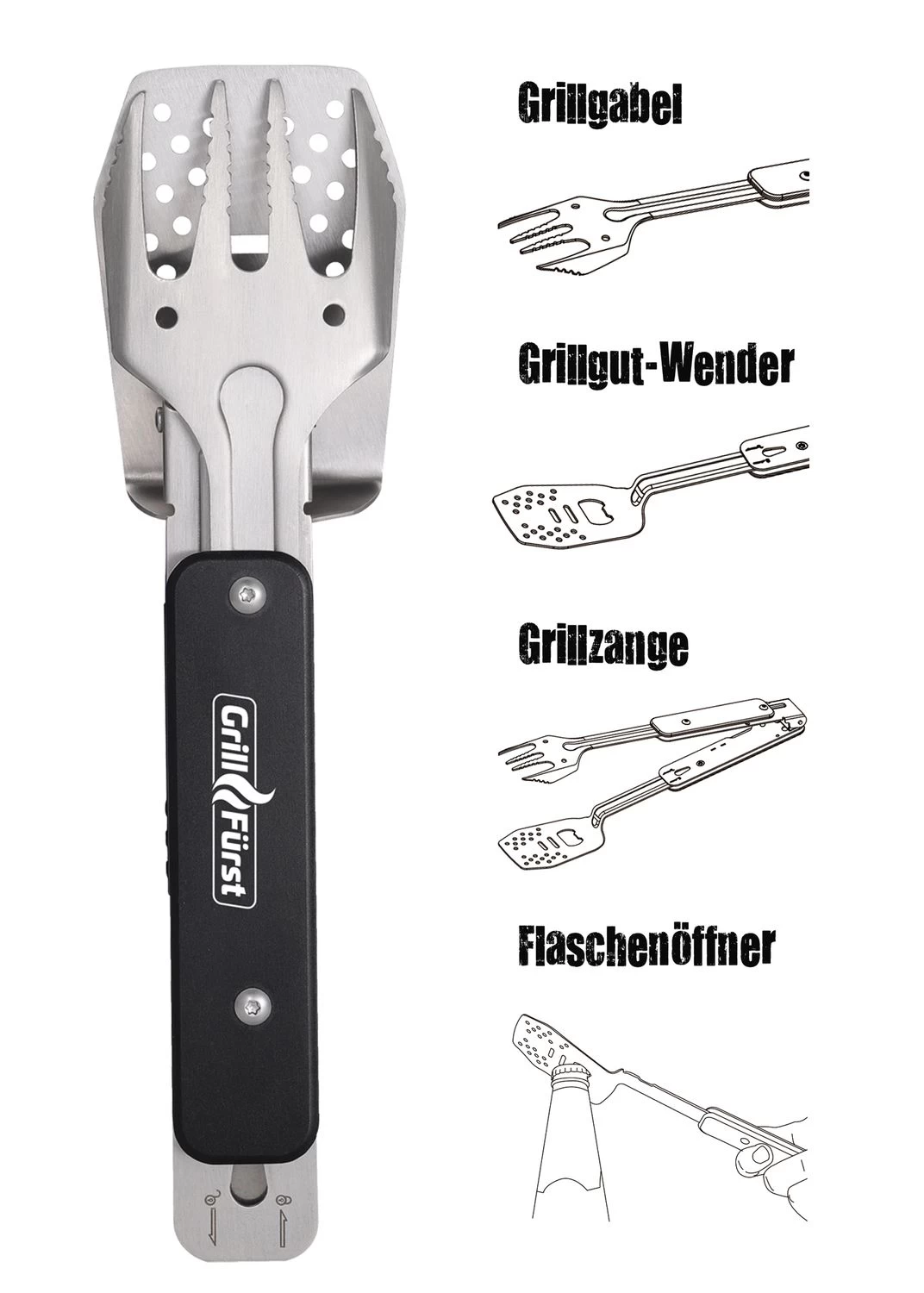 Grillfürst BBQ - Multitool - 4in1 Grillbesteck - Grillgadget – Bild 9