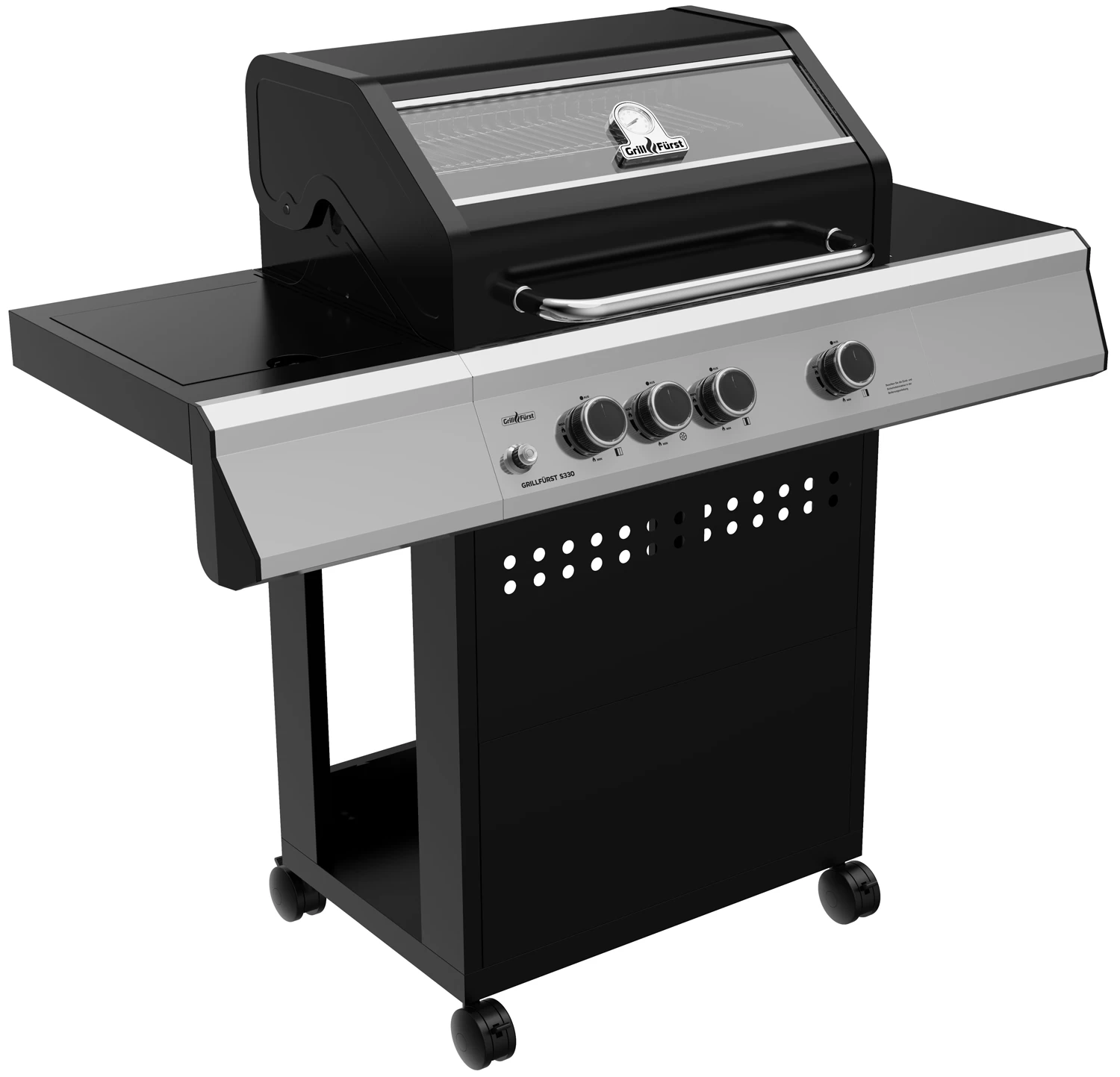 Grillfürst S330G 3-Brenner Gasgrill Mit Seitenkocher Und Gusseisen Rosten