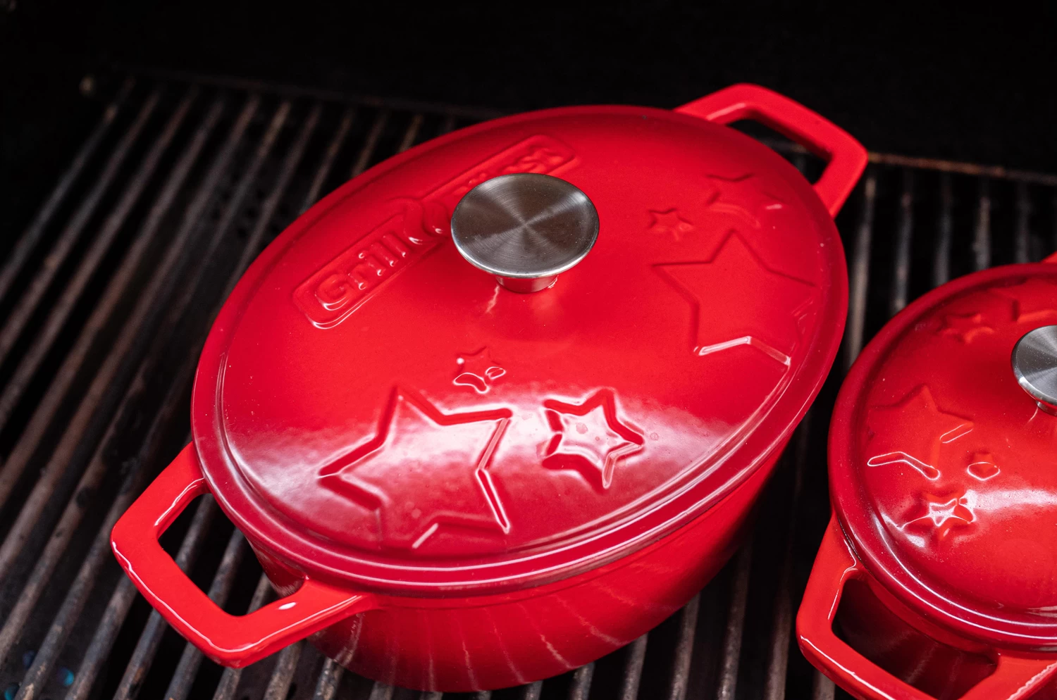 Grillfürst Dutch Oven Sternentöpfchen / Gusseisen Bräter - Emailliert - M - Rot – Bild 9