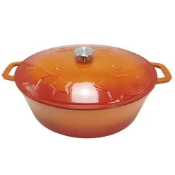 Grillfürst Dutch Oven Sternentöpfchen / Gusseisen Bräter - Emailliert - XL - Orange