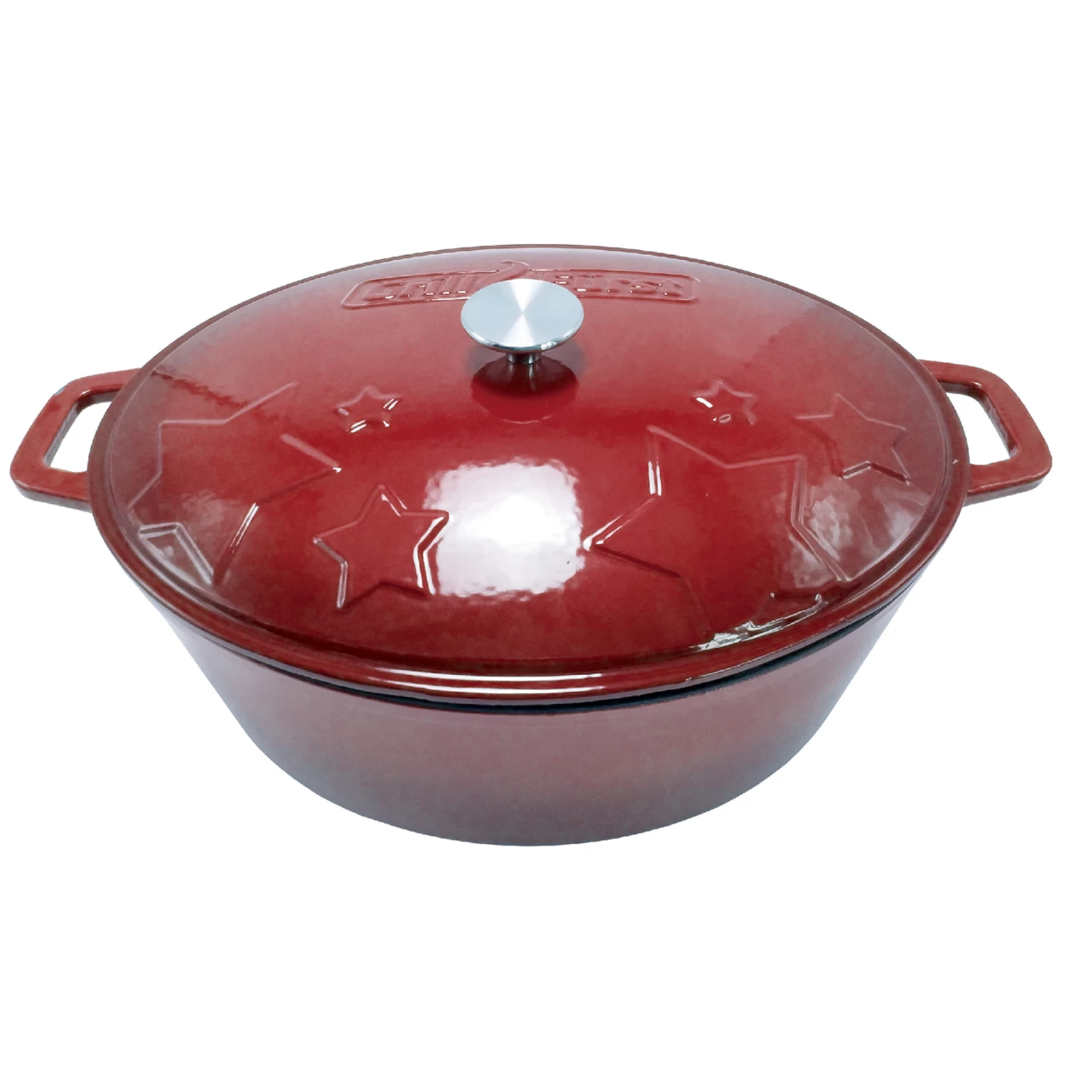 Grillfürst Dutch Oven Sternentöpfchen / Gusseisen Bräter - Emailliert - XL - Rot – Bild 2
