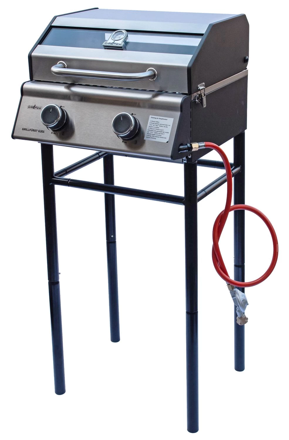 Grillfürst G201E 2-Brenner Gasgrill Portabel V2 - Campinggrill / Balkongrill 50mbar - Inkl. Untergestell – Bild 5