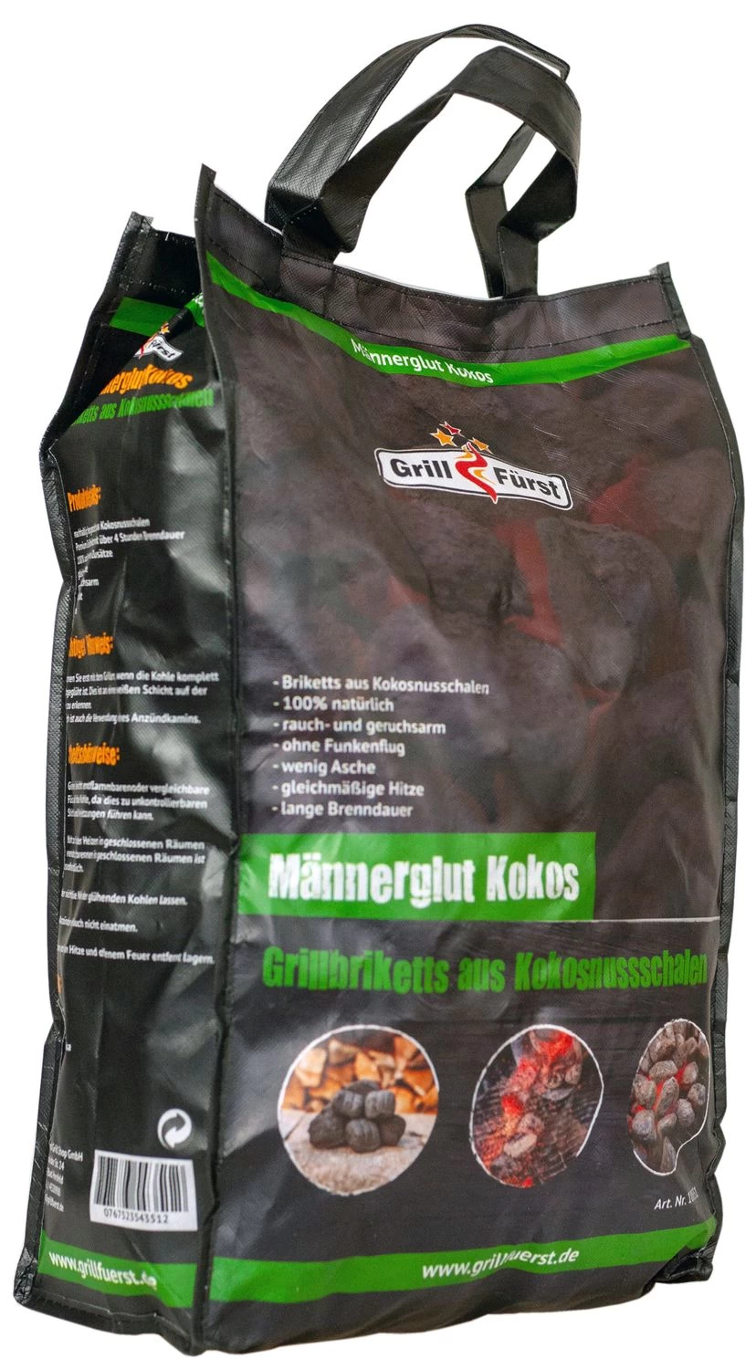 Männerglut Kokos - 20 Kg Grillbriketts Aus Kokosnuss-Schalen