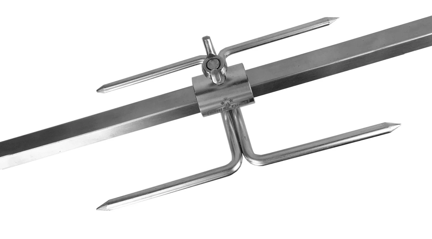 Grillfürst Edelstahl Doppel - Fleischklammer Für Drehspieß (Doppel Forke) – Bild 2