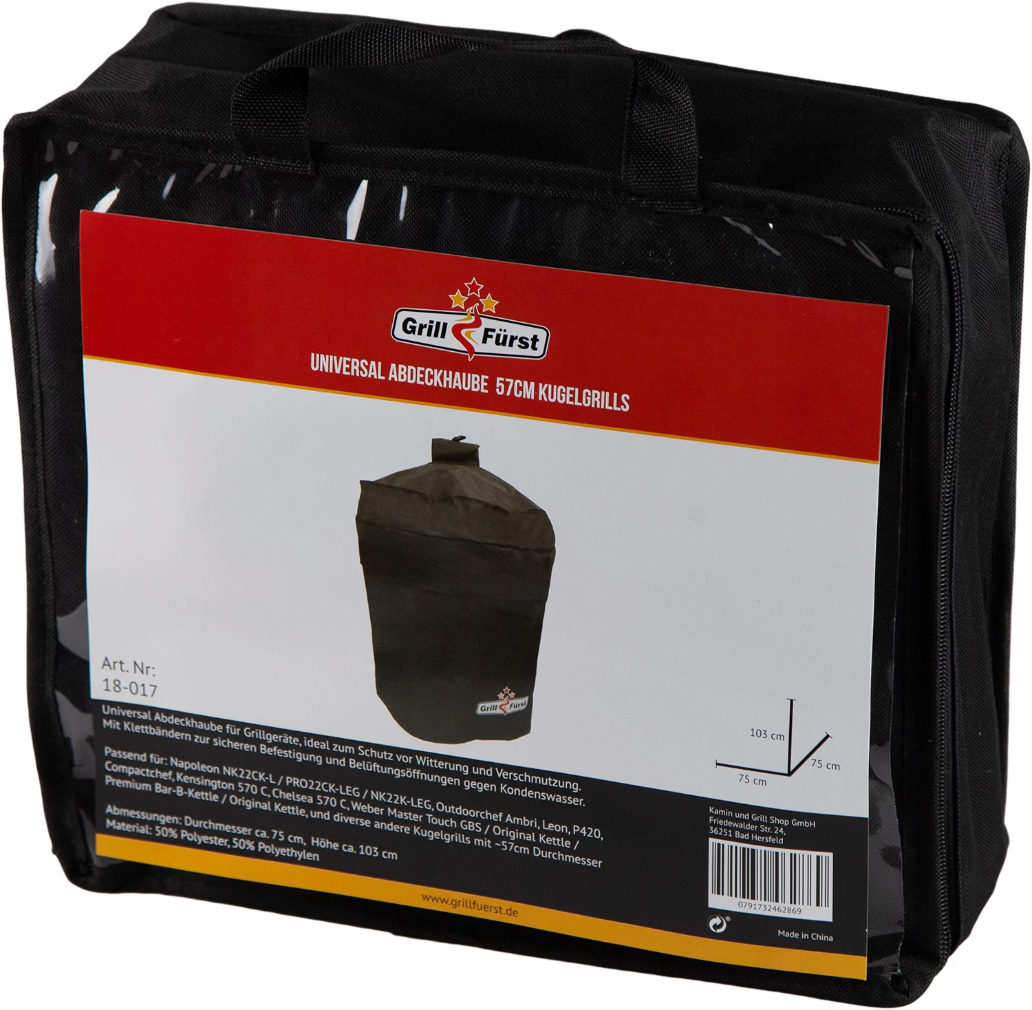 Grillfürst Abdeckhaube / Schutzhülle Kugelgrill 57cm Passend Für Weber Master Touch, Weber Original, Napoleon, Outdoorchef – Bild 2